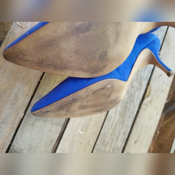 Size 10 Blue Suede Shoes High Heel Pointed Toe Pumps Zara Woman 2011 Rare 41 Eu - Picture 3 of 10
